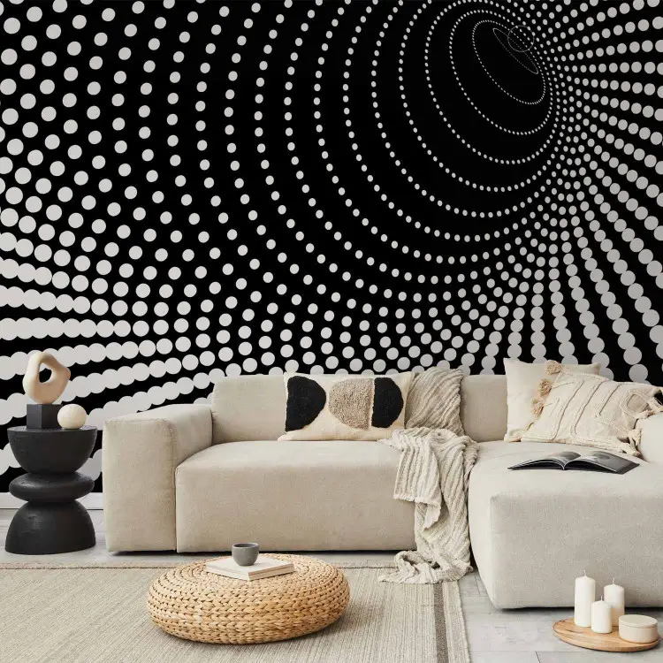 Túnel 3D en blanco y negro - abstracción creada con puntos