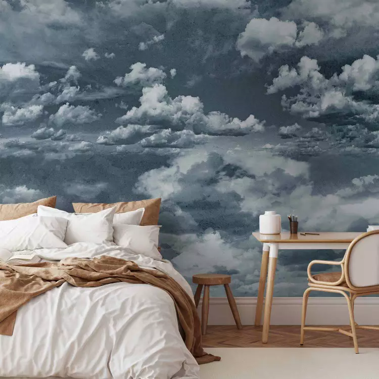 Fotomural decorativo Cielo oscuro - nubes grises sobre fondo azul oscuro