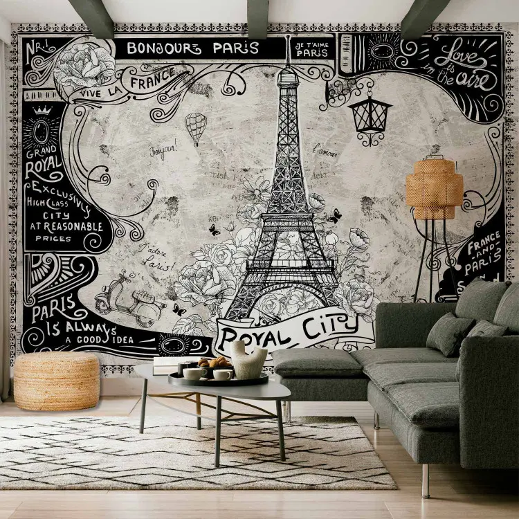 Muralo Paris Eiffelturm 493867660 - Papel Pintado Fotográfico (Fieltro), Diseño De La Torre Eiffel, Vellón, Hö. 120 X BR. 180 Cm- 2 Bahnen