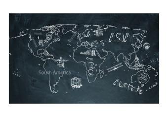 Fotomural decorativo Mapa del mundo - boceto de continentes en negro con gráficos