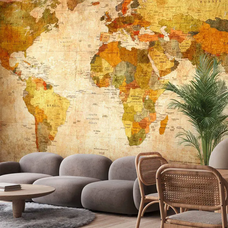 Mapa del mundo - mapa con países y capitales en estilo retro
