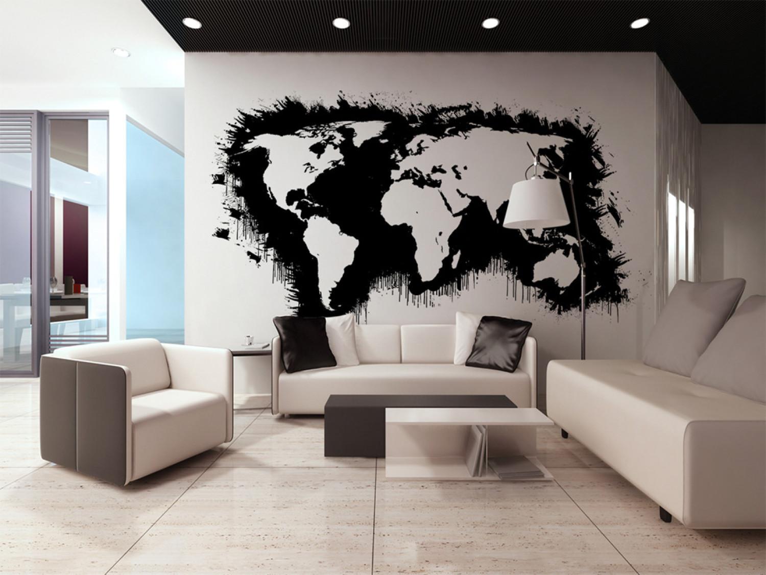 Fotomural decorativo Mundo en blanco y negro - mapa de continentes blancos y océanos negros
