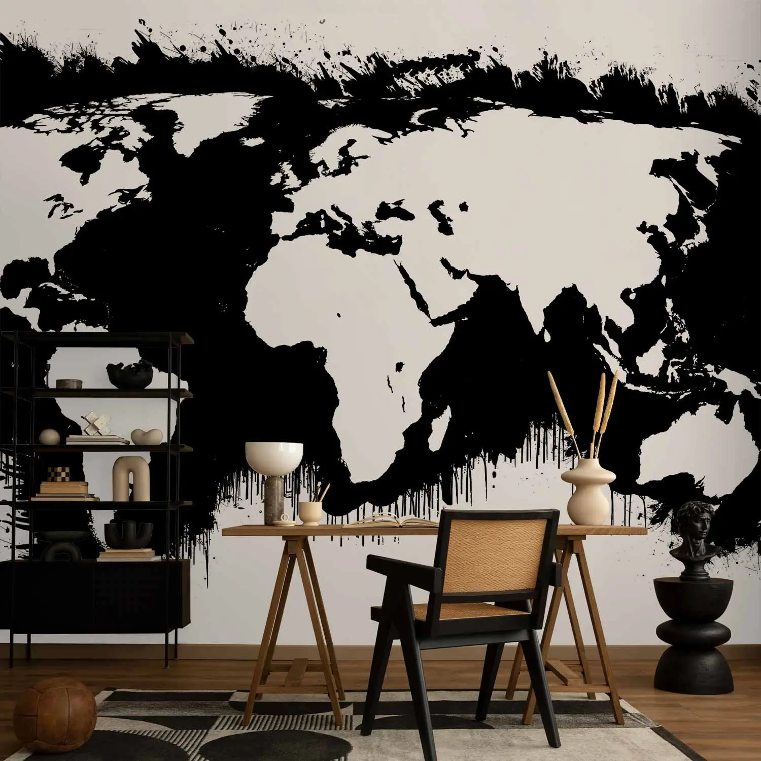 mapa del mundo continentes en blanco y negro