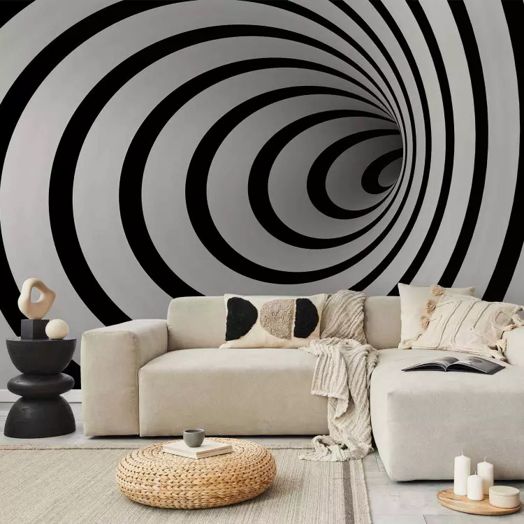 Fotomural a medida Un túnel 3D en blanco y negro