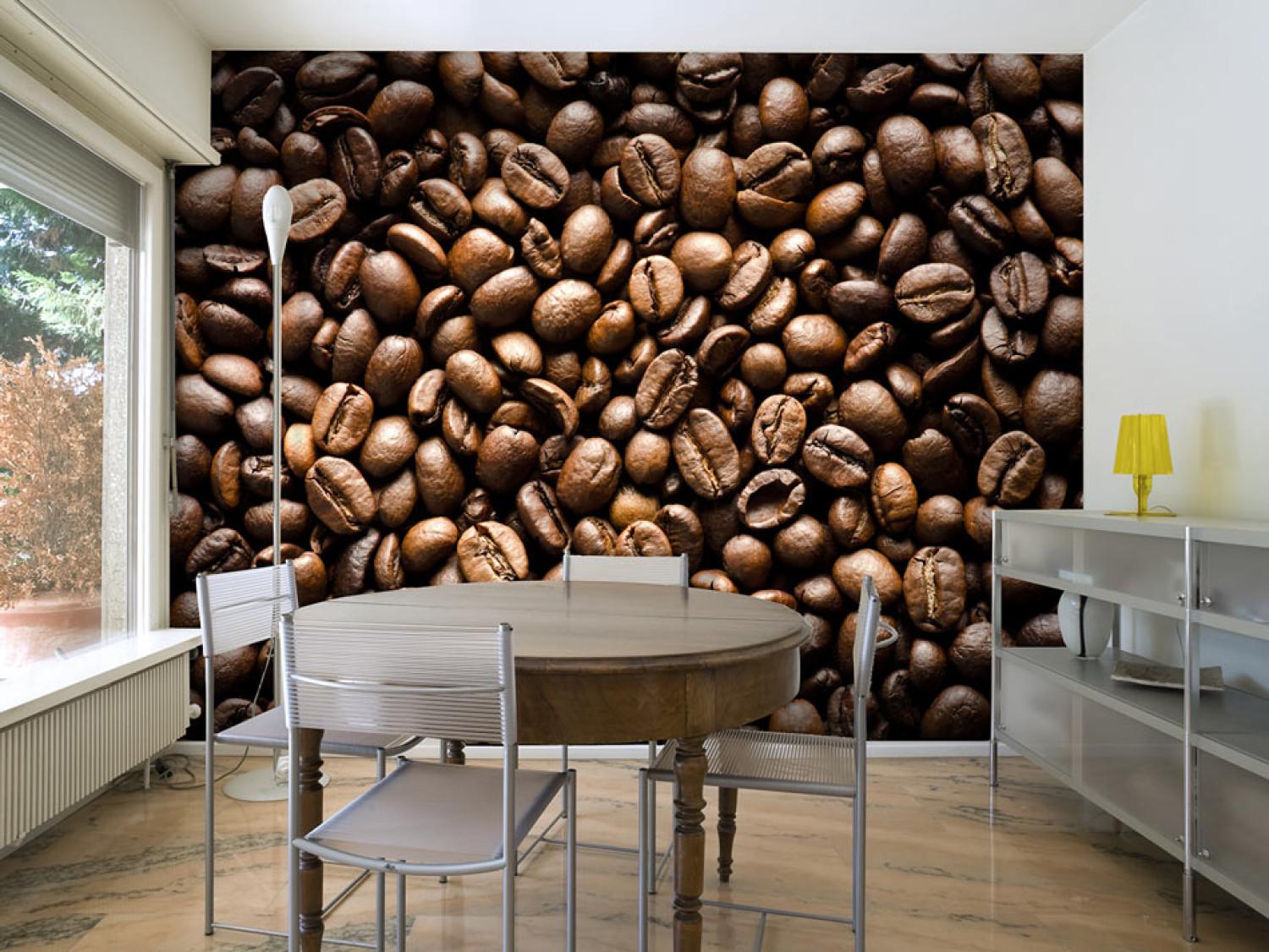 Fotomural Granos de café - patrón de granos marrones ideal para la cocina o la cafetería