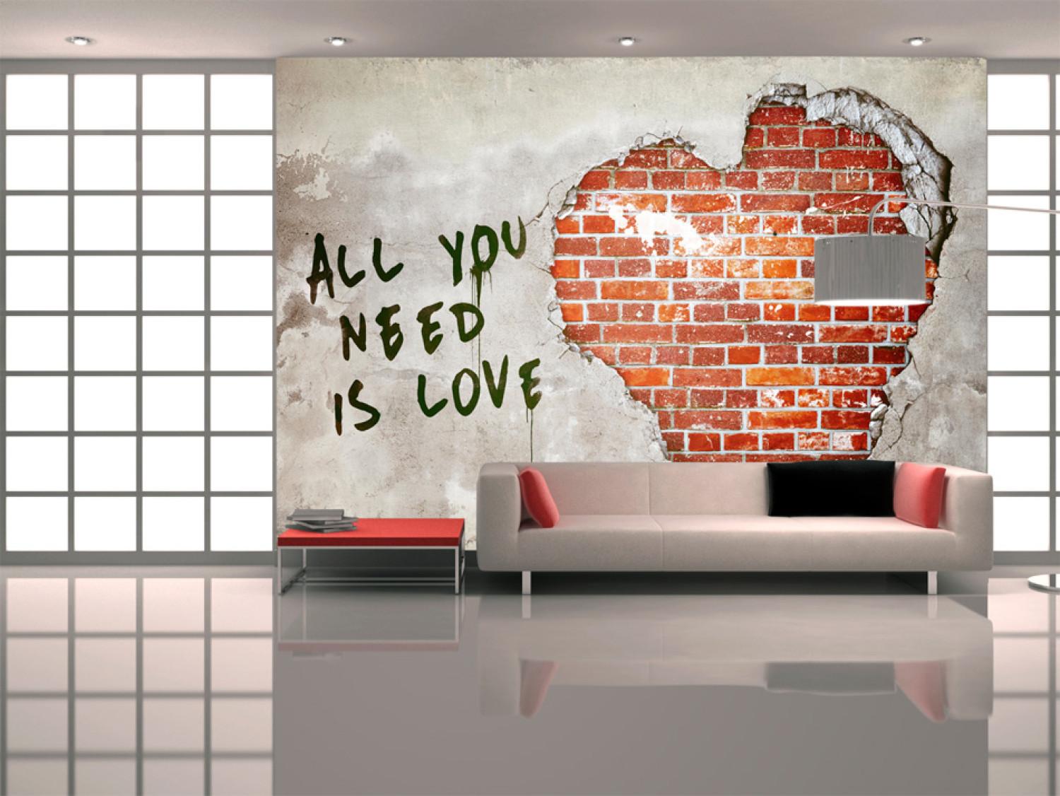 Fotomural Love is all you need - mural artístico con texto y motivo de amor
