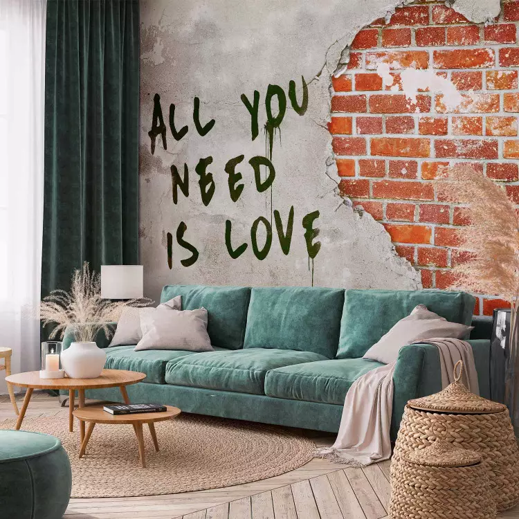 Fotomural Love is all you need - mural artístico con texto y motivo de amor