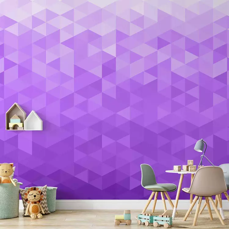 Fotomural a medida Pixel violeta - fondo geométrico de triángulos con gradiente
