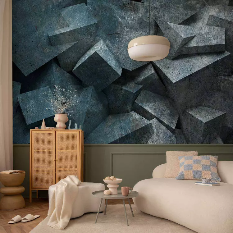 Fotomural decorativo Avalancha de hormigón - fondo gris con bloques de piedra y hormigón