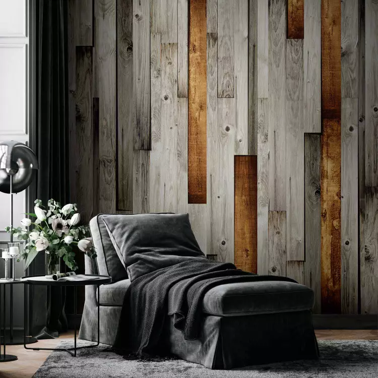 Fotomural decorativo Textura de madera - patrón de tablas de madera grises con toque marrón