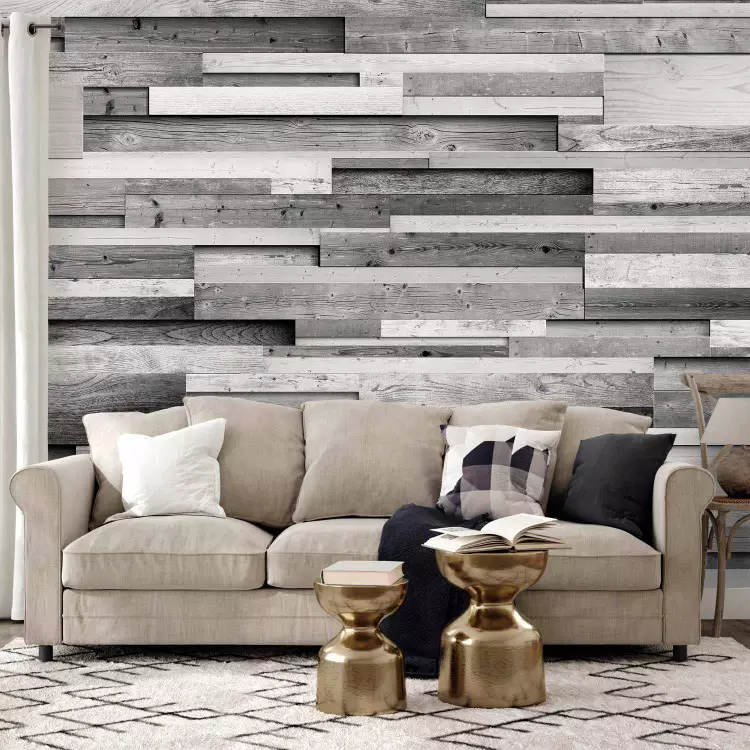 Fotomural Textura de madera - patrón de tablas de madera horizontales grises