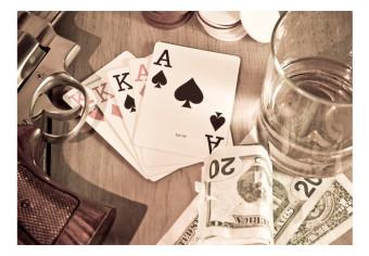 Fotomural Noche de póker - juego con whiskey estilo retro