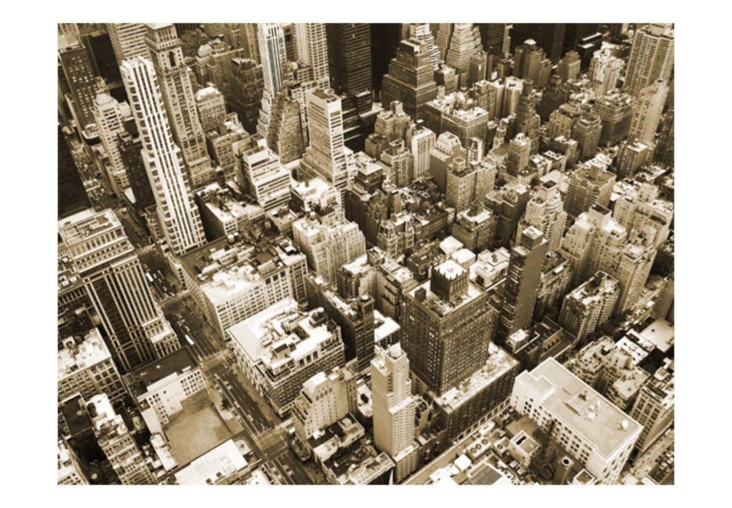 Fotomural Manhattan desde el aire - arquitectura de Nueva York en sepia