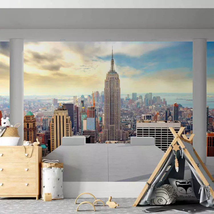 Fotomural decorativo Panorama de Nueva York - Vista de la arquitectura en forma de ilusión