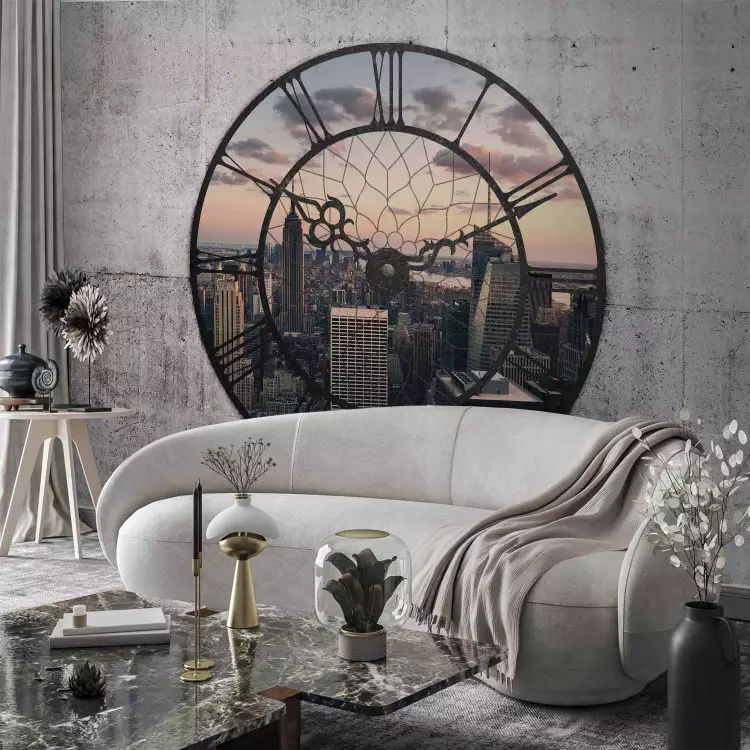 Fotomural a medida Nueva York en la esfera del reloj - Rascacielos desde la ventana