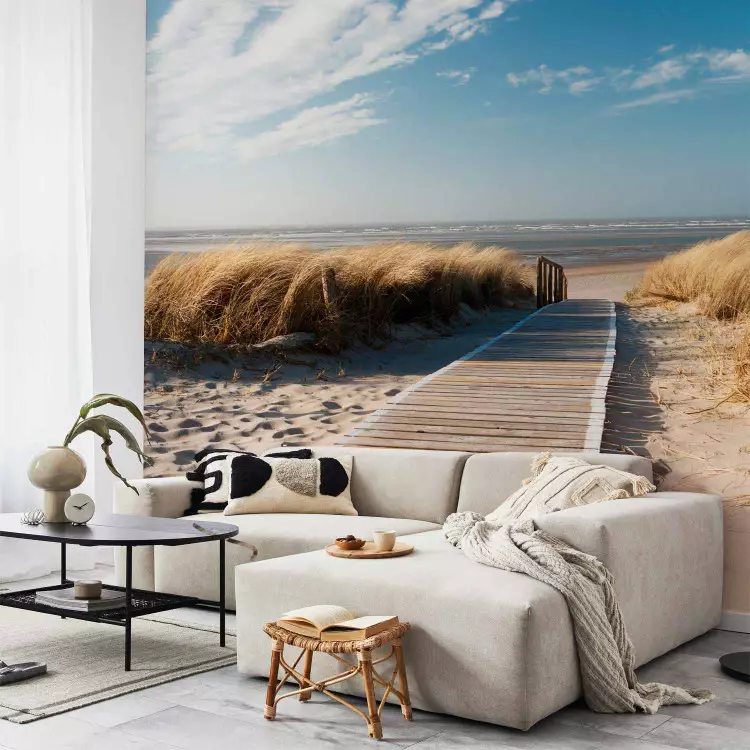 Fotomural a medida Langeoog - Paisaje con playa de arena del Mar del Norte y aguas