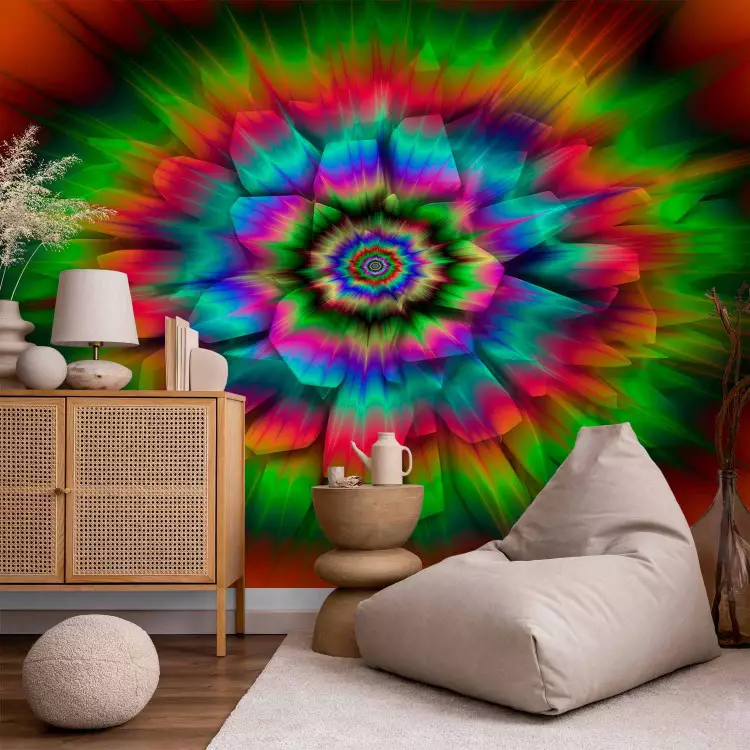 Fotomural decorativo Caleidoscopio de colores - abstracción 3D multicolor