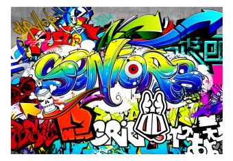 Fotomural decorativo Lenguaje artístico de la ciudad - graffiti colorido estilo street-art