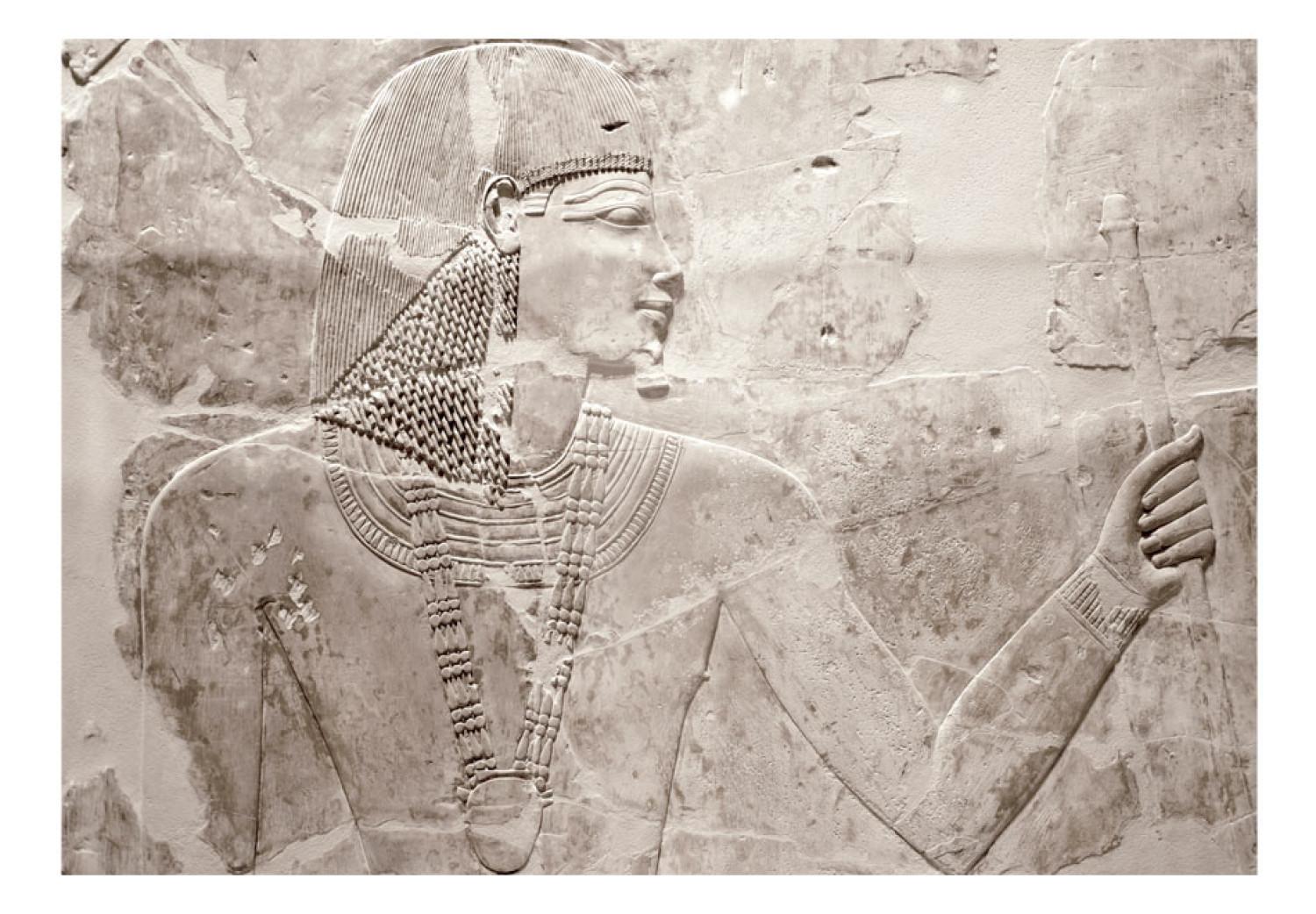 Fotomural a medida Faraón de piedra - gran escultura africana de color beige