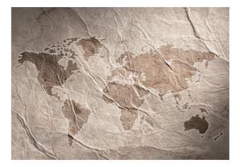 Fotomural a medida Viajes de papel - mapa del mundo gris con textura de papel viejo