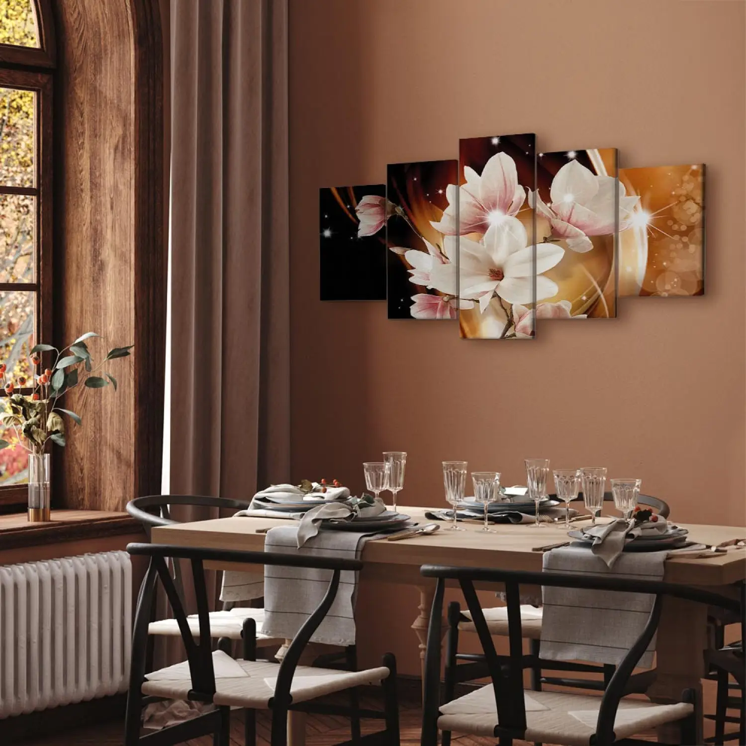Cadre Photo Décoratif Tulup 30x20cm - Motif Magnolia Pierre Zen - MDF Rose Moderne