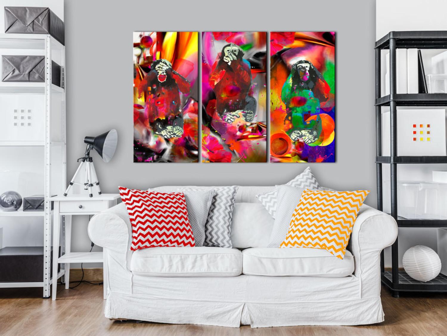 Cuadro decorativo Crazy Monkeys - triptych