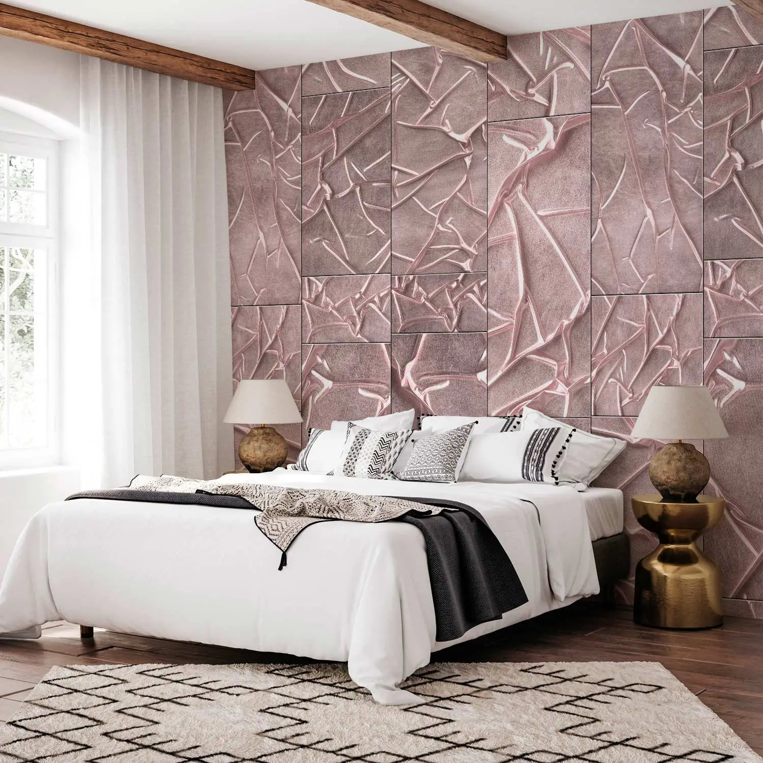 pared de acento del papel pintado del dormitorio principal