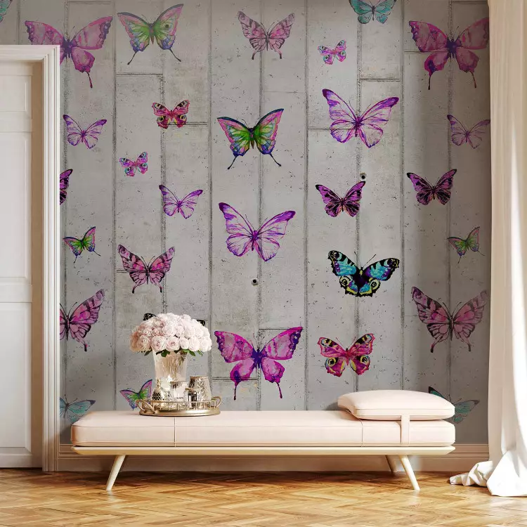 Papel de pared Butterflies and Concrete