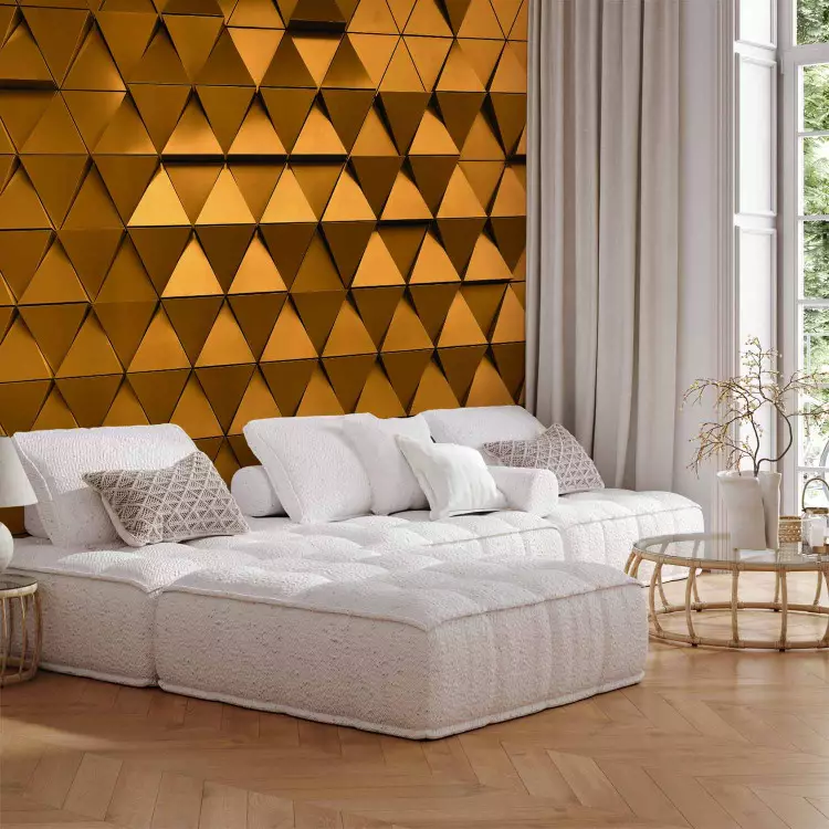 Fotomural Armadura de oro - fondo con textura metálica y elementos geométricos