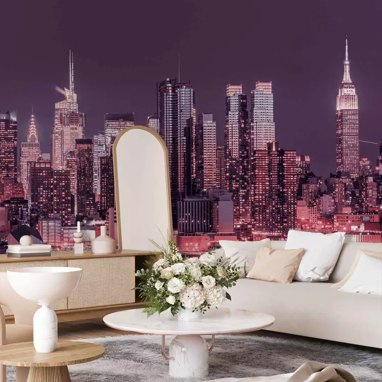 Fotomural a medida Noche violeta en Manhattan - Paisaje arquitectónico de Nueva York