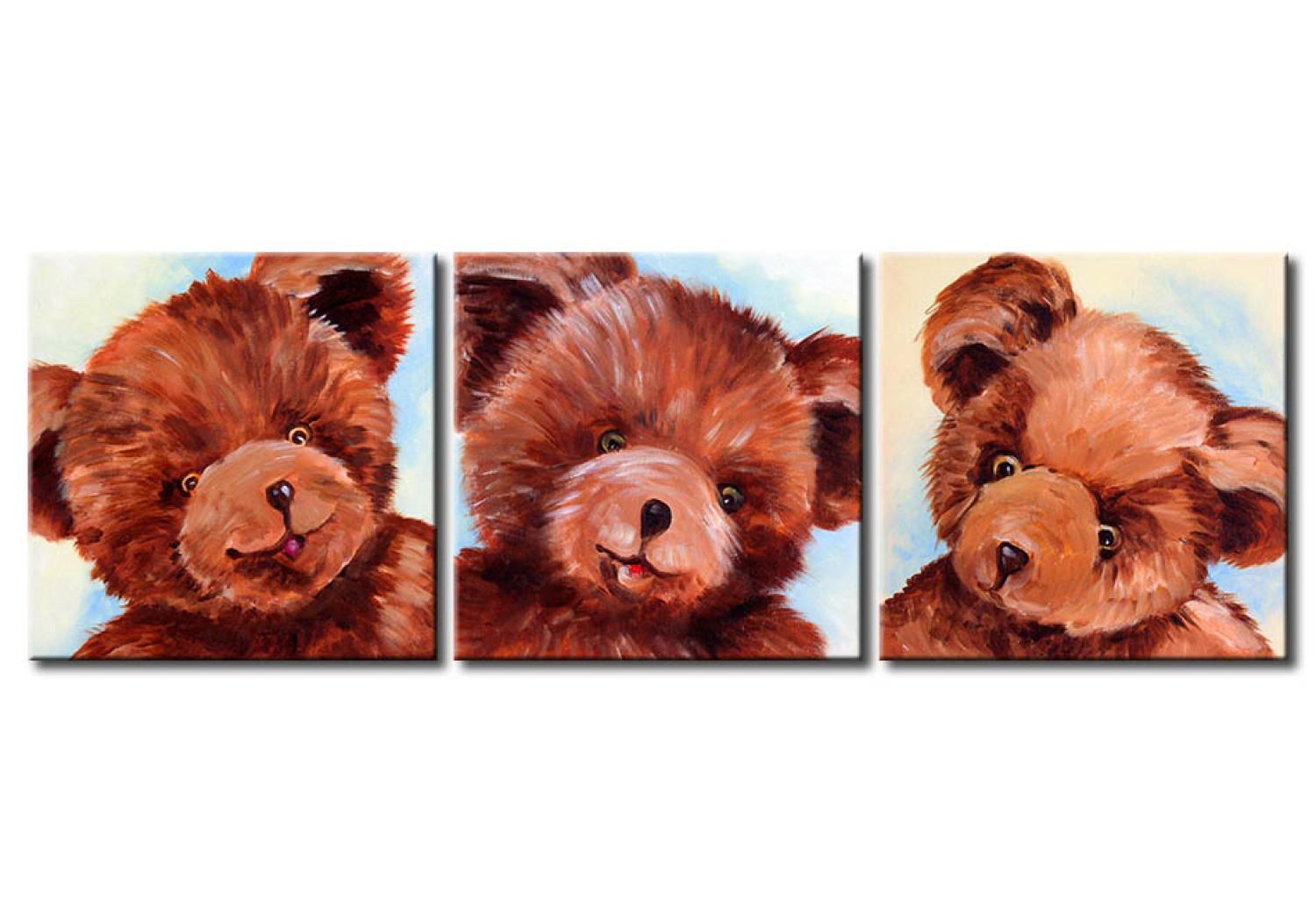 Cuadro Osos de peluche - retratos de tres osos para la habitación de un niño