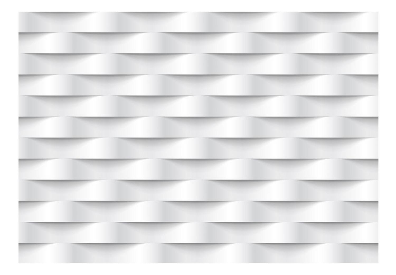 Fotomural a medida Ilusión blanca - Patrón de elementos geométricos con efecto ondulado