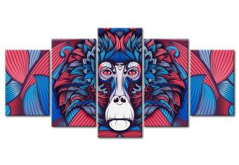 Cuadro Tristeza de mono - las emociones del animal en colores azul-rojo