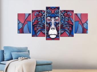 Cuadro Tristeza de mono - las emociones del animal en colores azul-rojo
