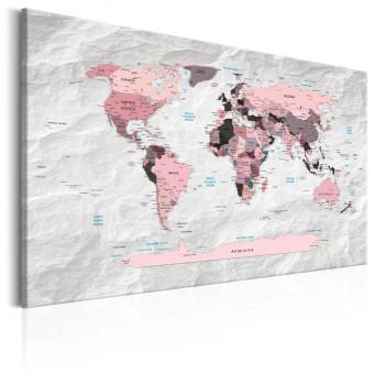 Cuadro World Map: Pink Continents