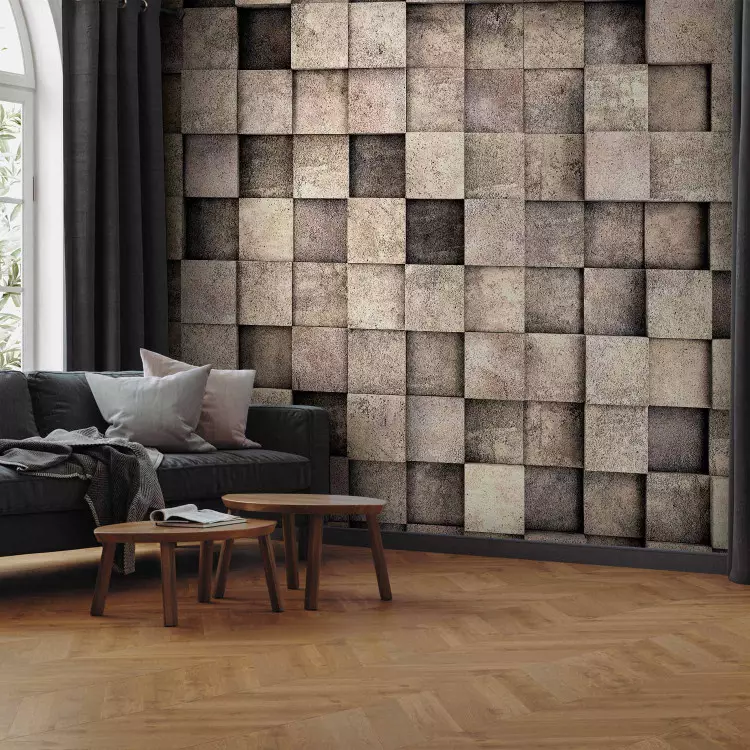 Fotomural decorativo Cuadrados beige - unos cuadrados irregulares de textura de cemento