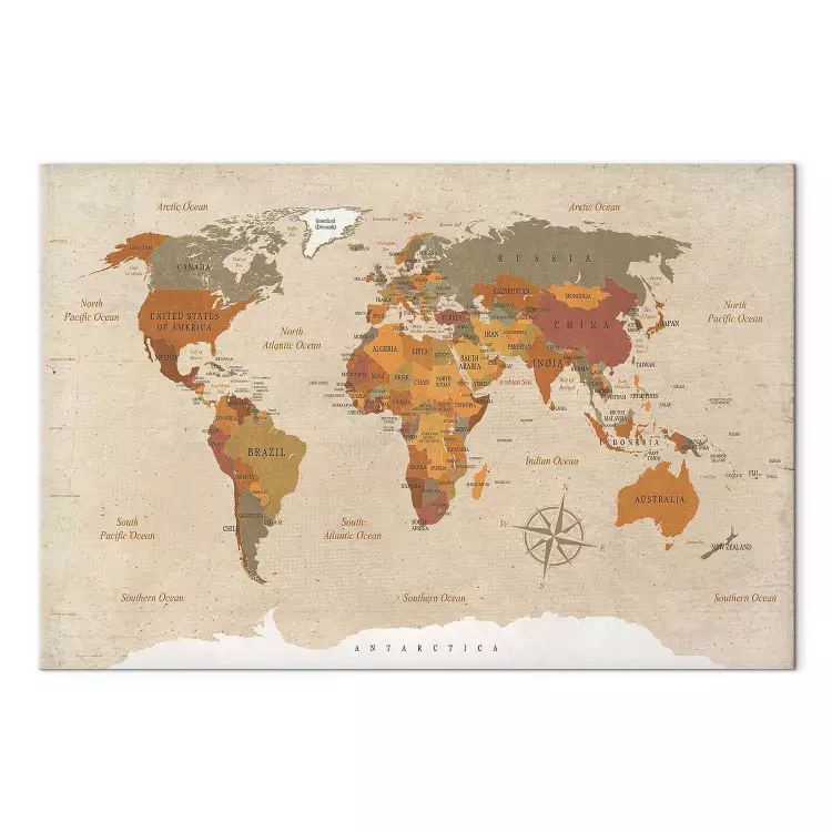 Cuadro World Map: Beige Chic