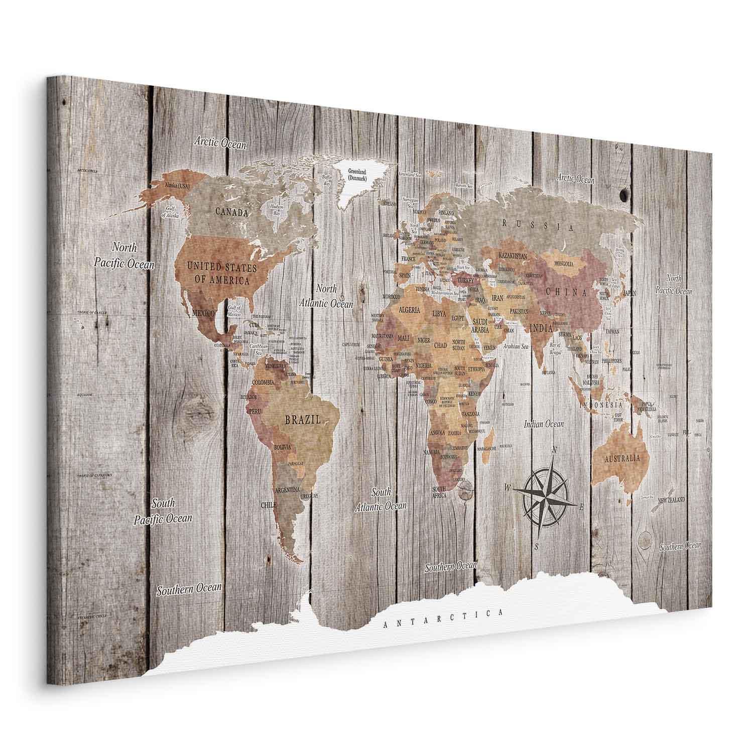 Cuadro moderno World Map: Wooden Stories