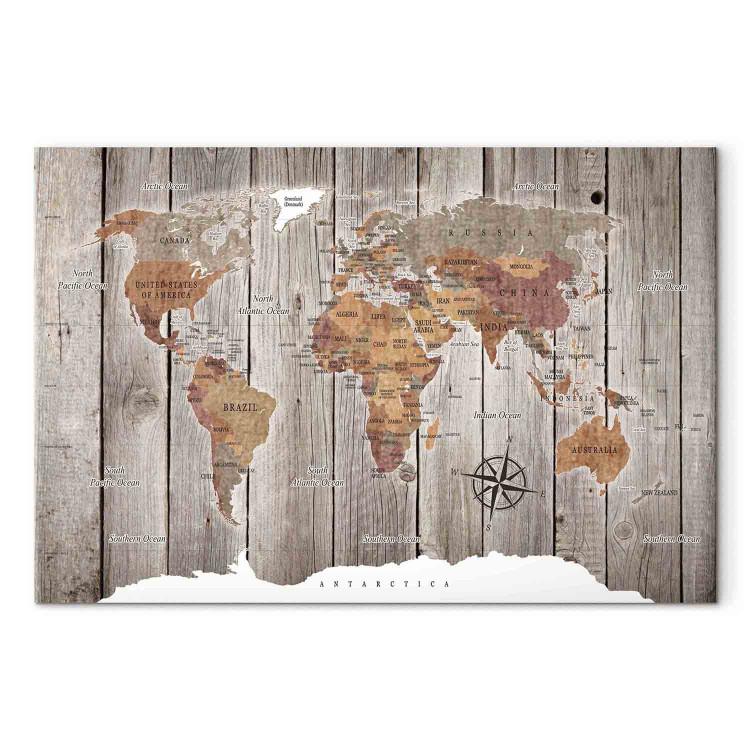 Cuadro en lienzo World Map: Wooden Stories
