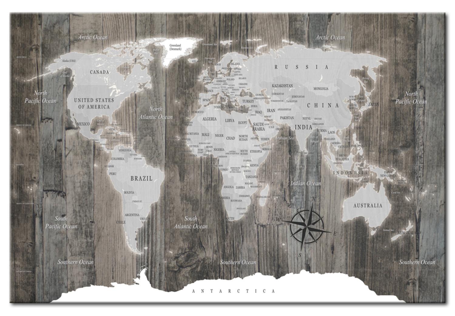 Cuadro moderno World Map: Wooden World