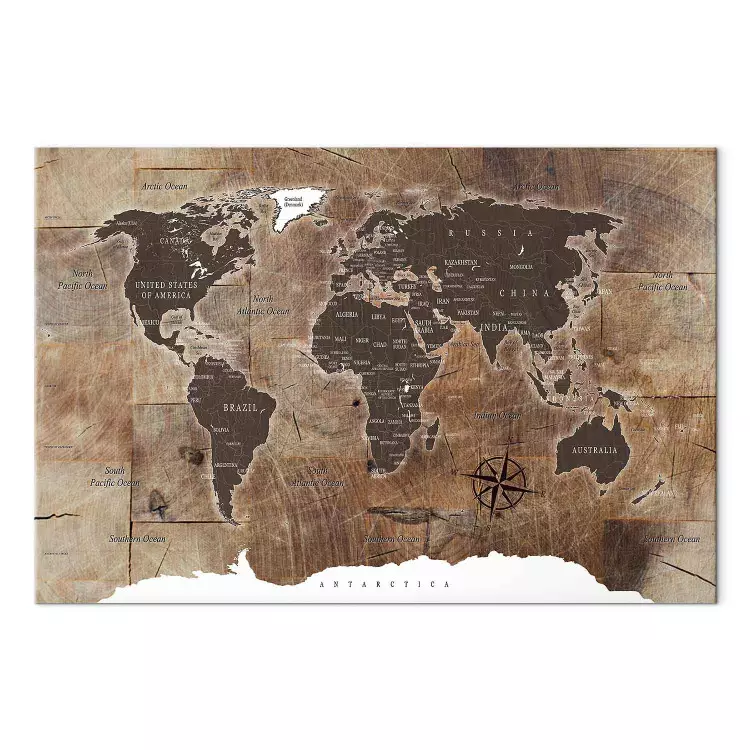Cuadro World Map: Wooden Mosaic