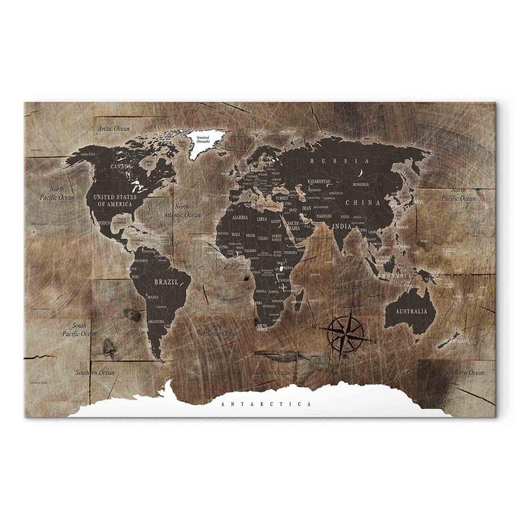 Cuadro en lienzo World Map: Wooden Mosaic