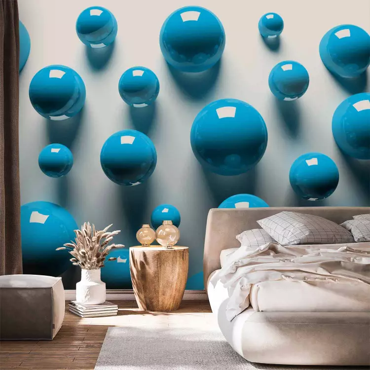 Fotomural decorativo Pelotas azules - motivo futurista que crea la ilusión del espacio