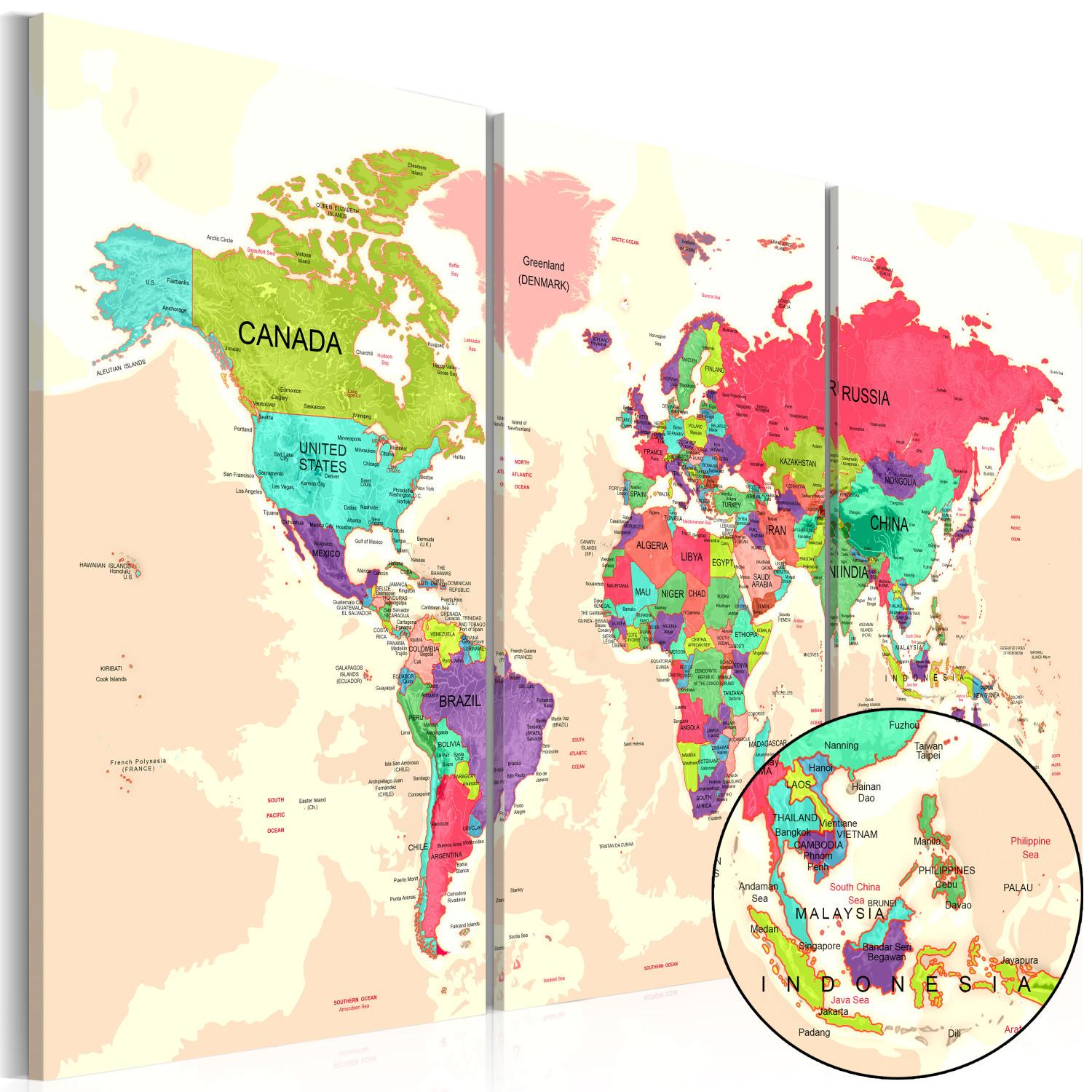 Cuadro moderno World Map: Geography of Colours