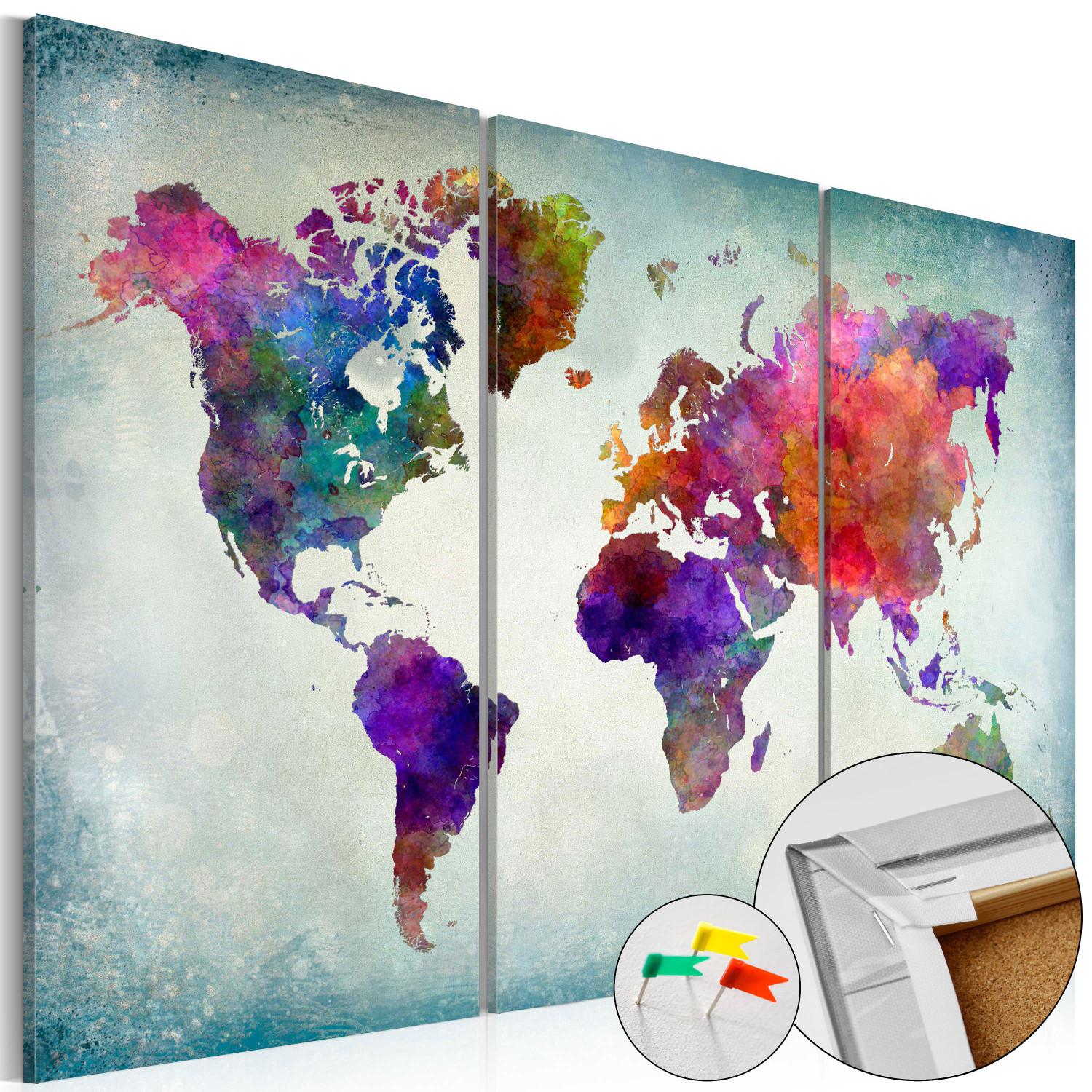 Tablero decorativo en corcho World in Colors [Cork Map]