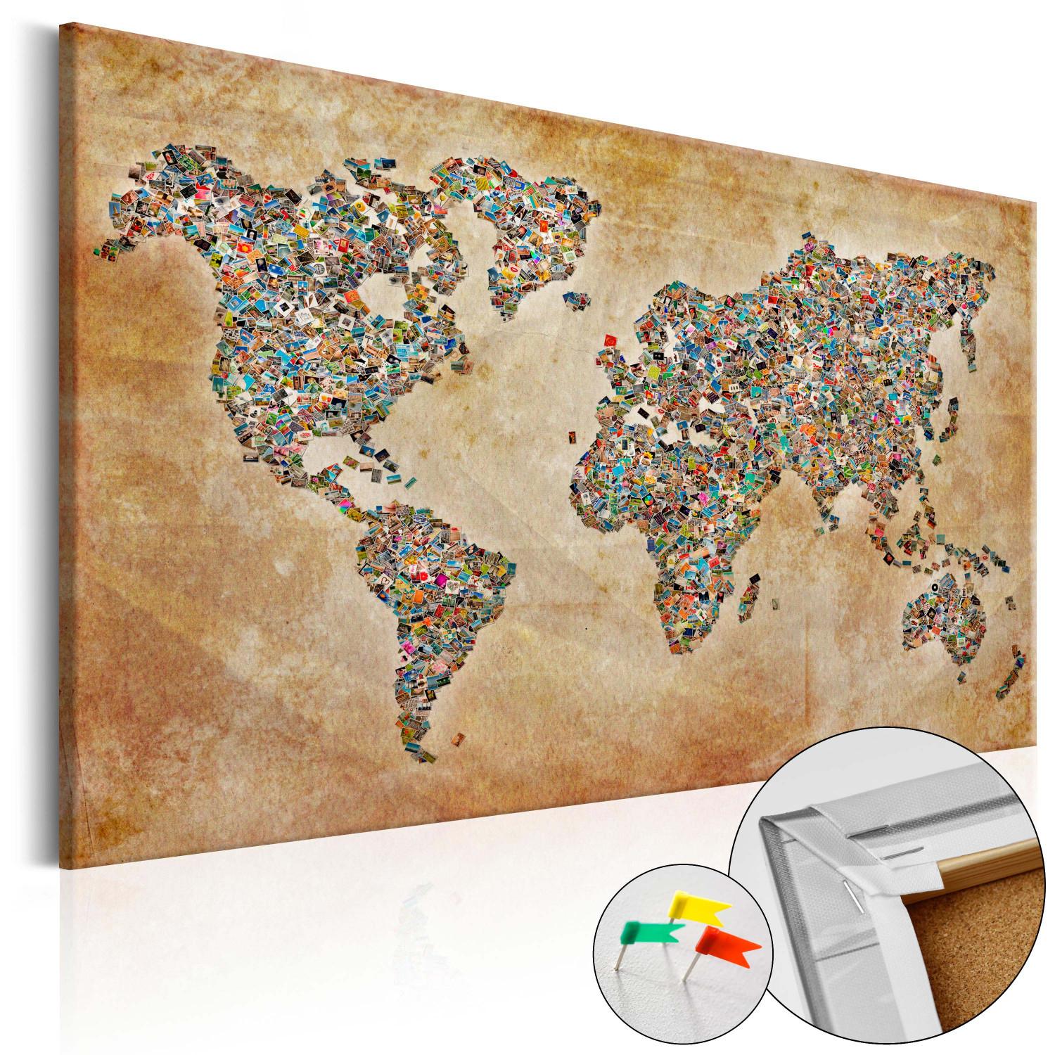 Tablero decorativo en corcho Postcards from the World [Cork Map]