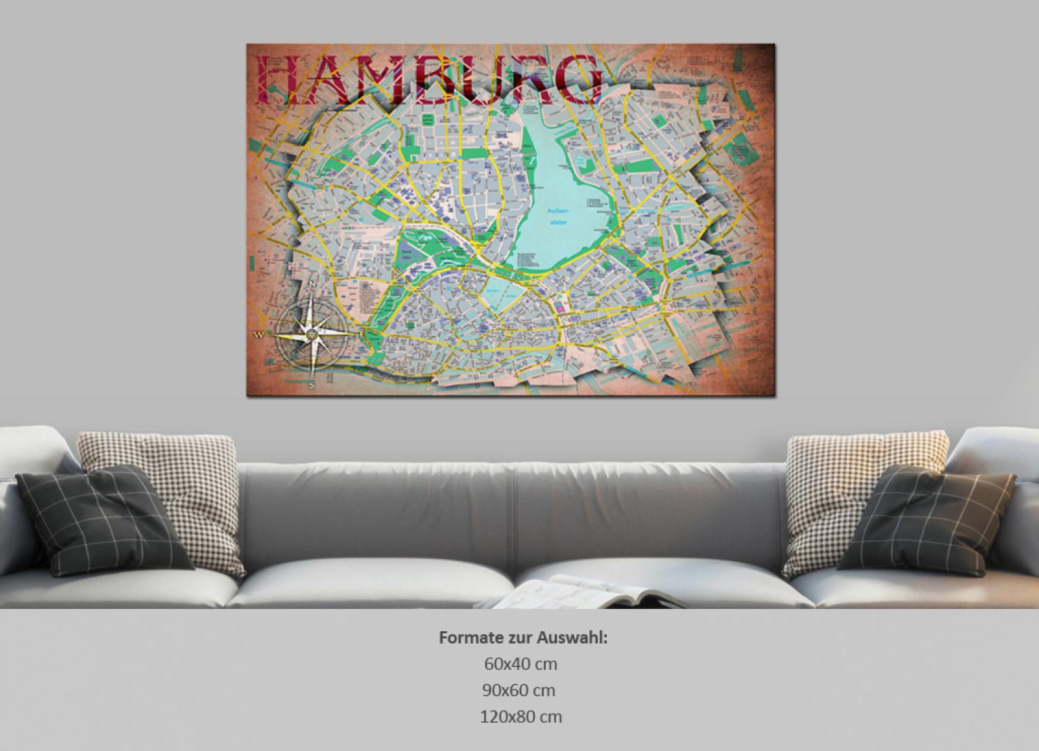 Tablero decorativo en corcho Hamburg [Cork Map]