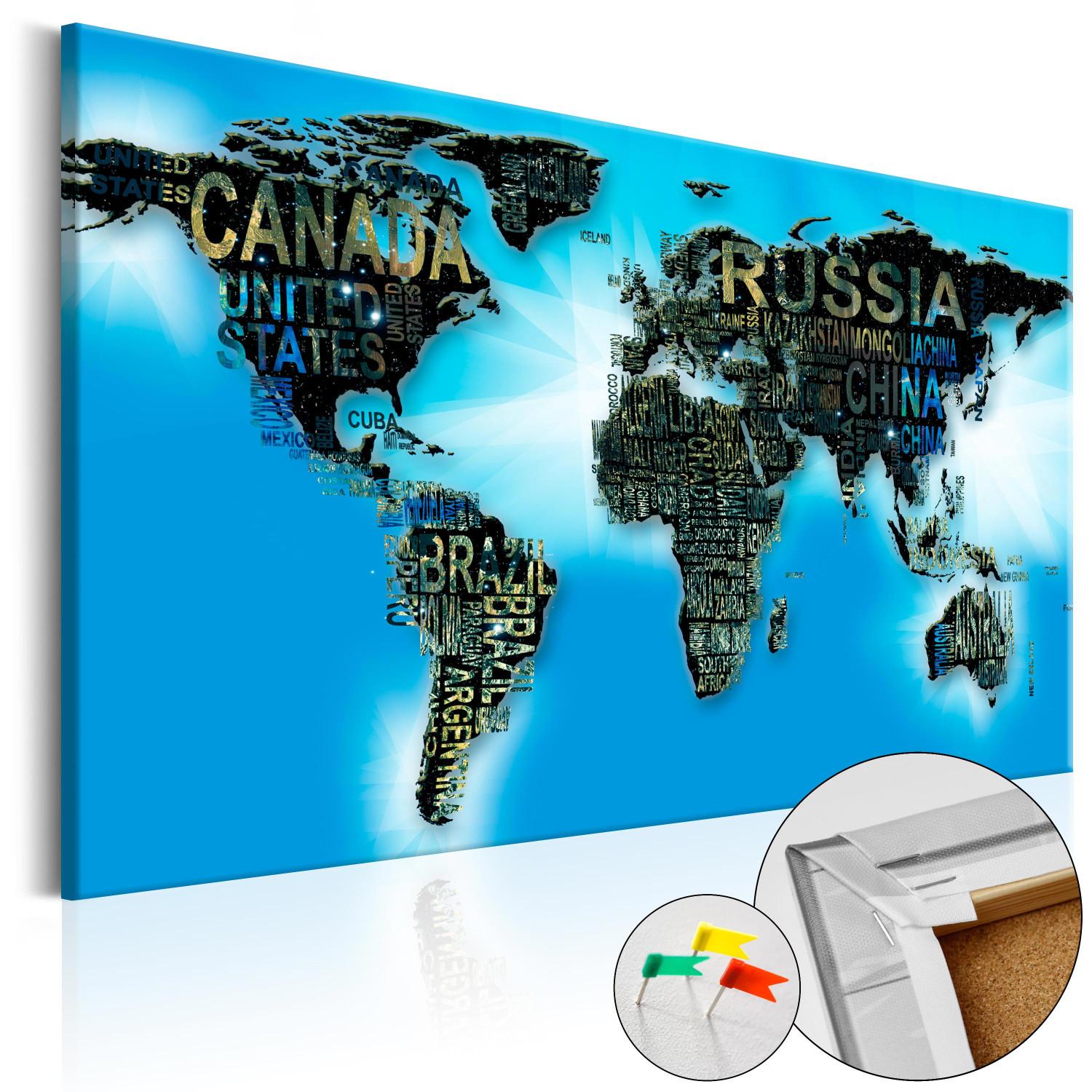 Tablero decorativo en corcho Blue World [Cork Map]