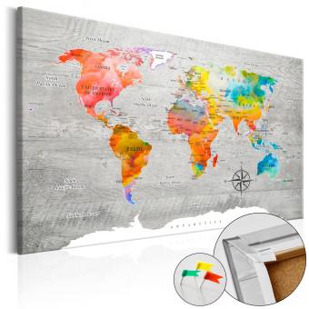 Tablero decorativo en corcho Multicolored Travels [Cork Map]