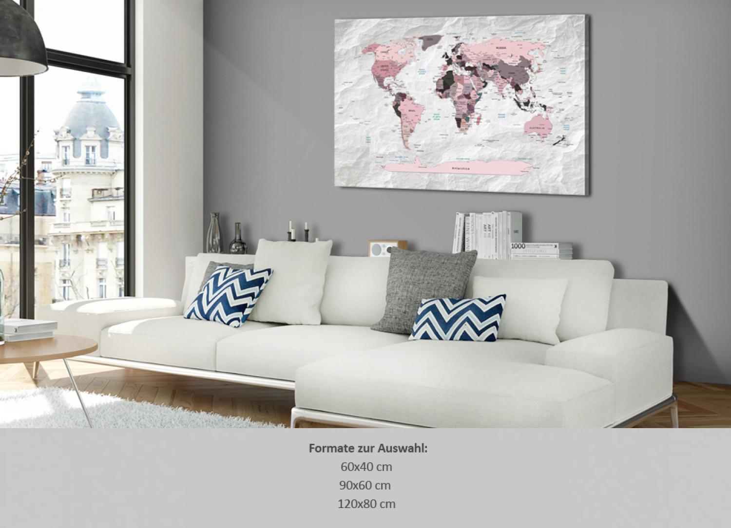 Tablero decorativo en corcho Pink Continents [Cork Map]